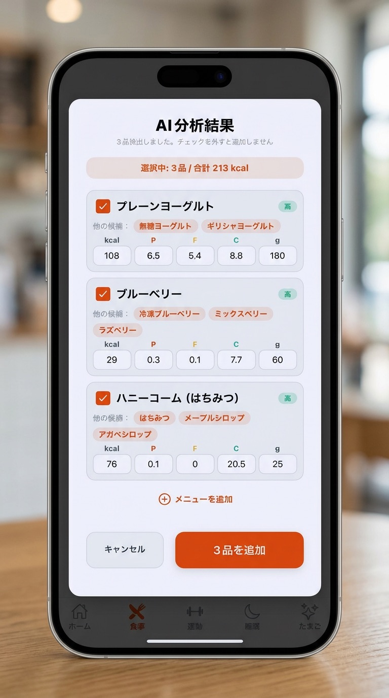 AI食事解析画面